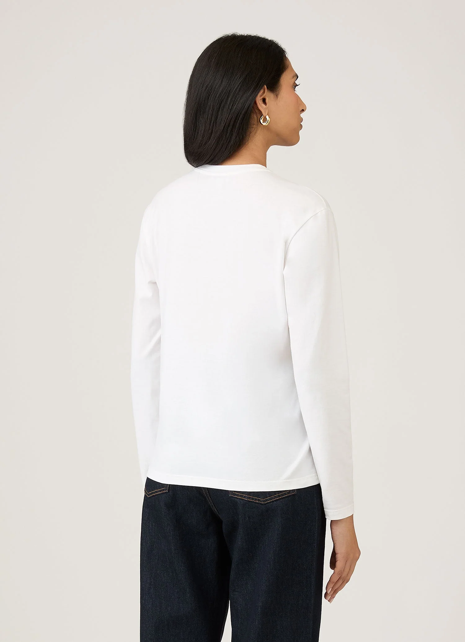 Women's Long Sleeve Boy Fit T Shirt in White - Image 3