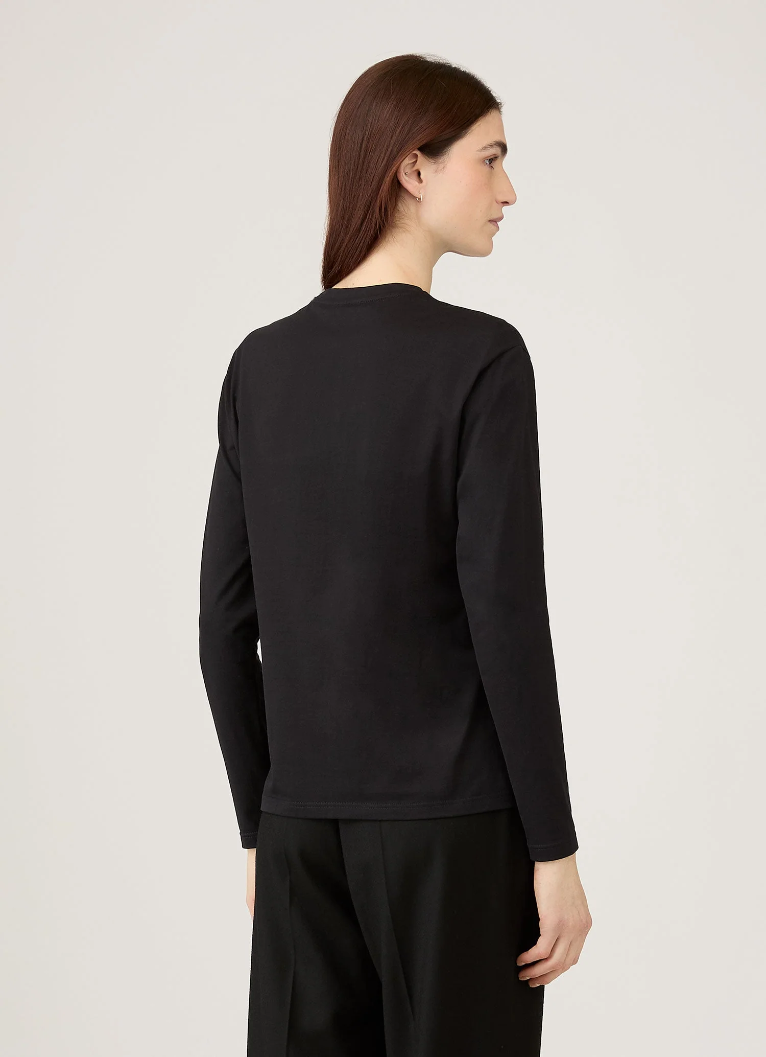 Women's Long Sleeve Boy Fit T-shirt in Black - Image 3