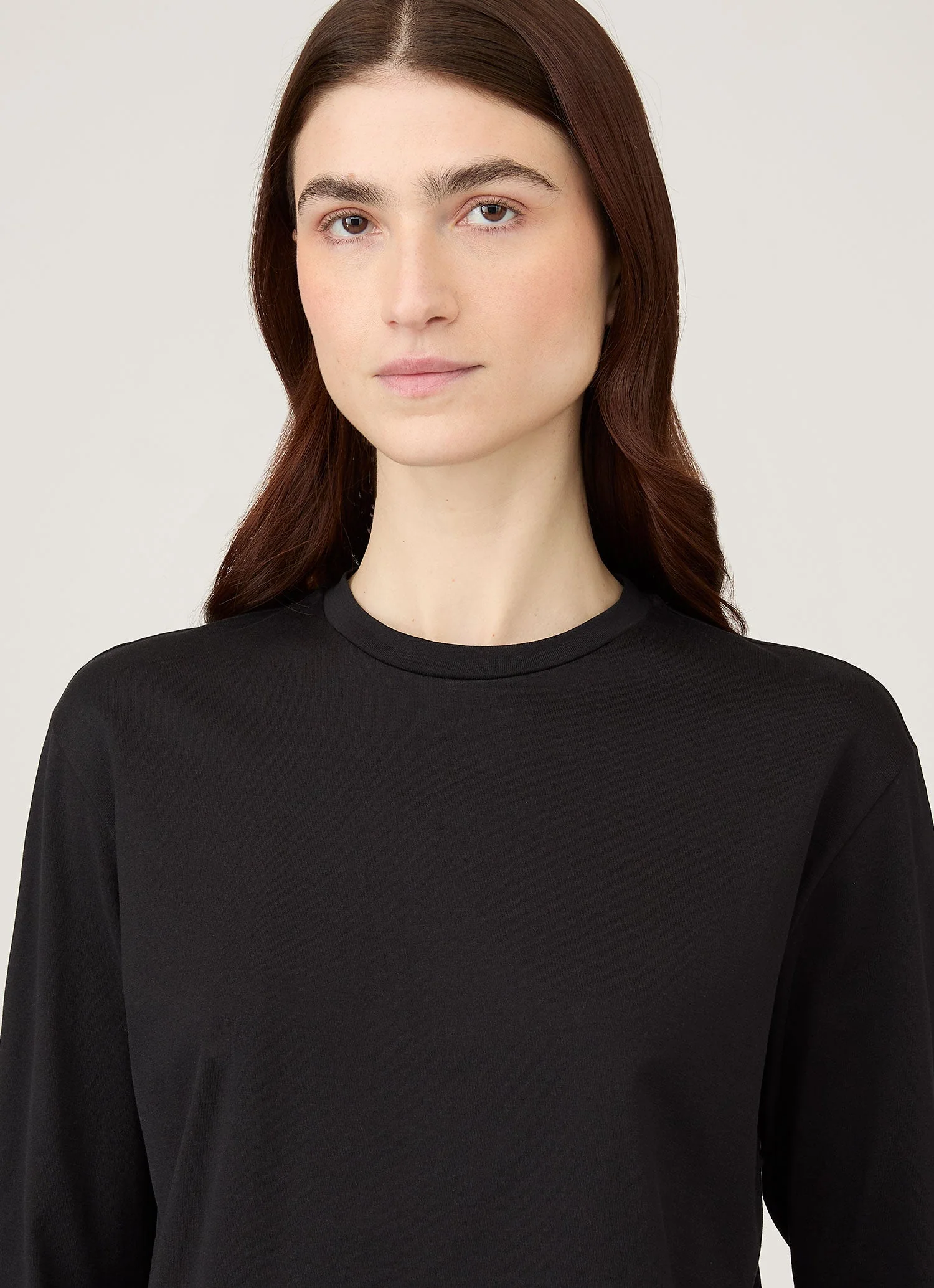 Women's Long Sleeve Boy Fit T-shirt in Black - Image 4