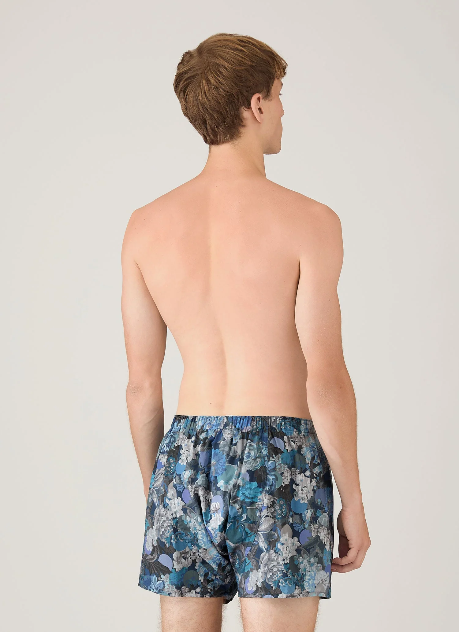 Men's Classic Boxer Short in Liberty Fabric in Frost Blue Floral - Image 3