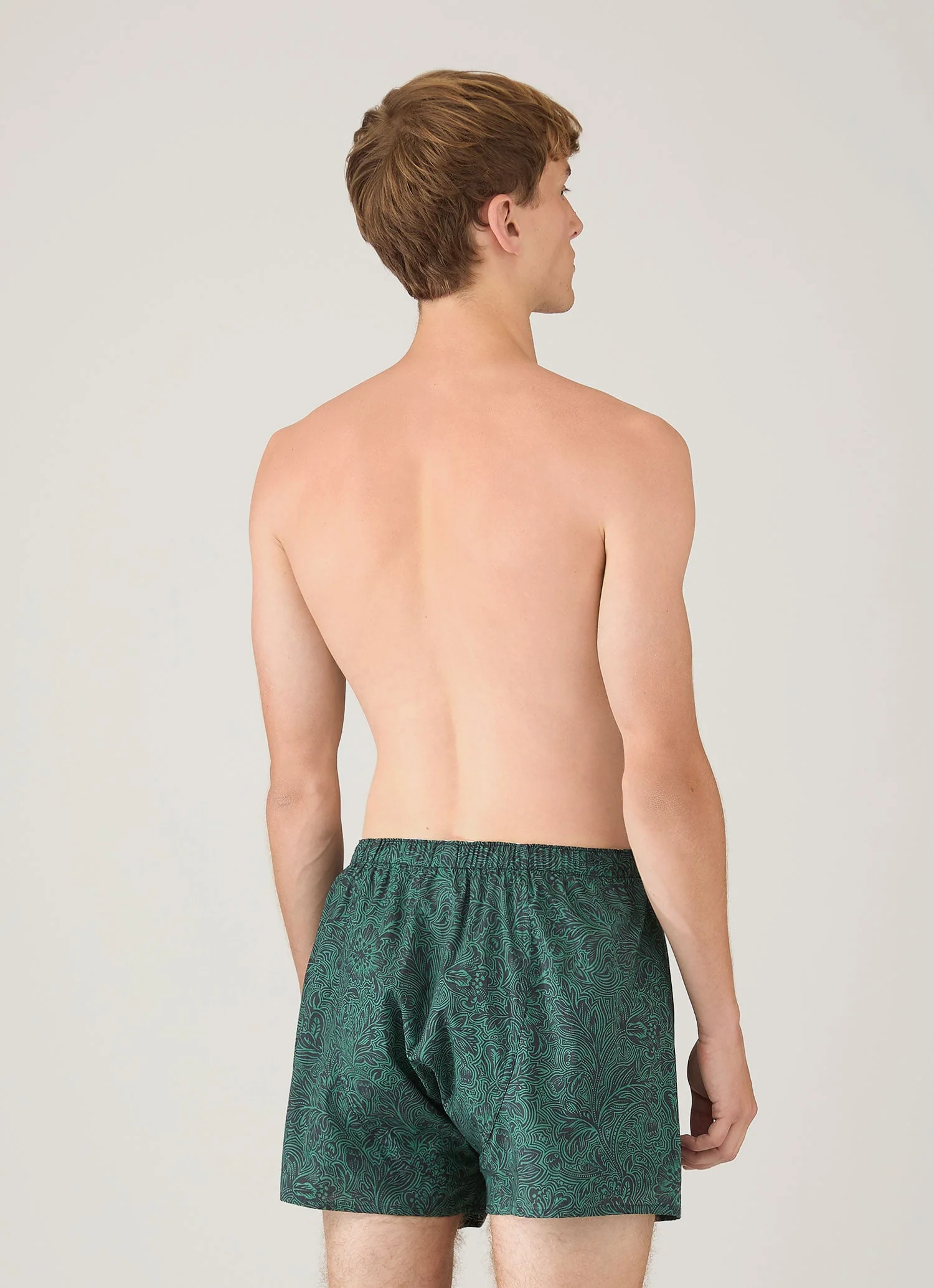 Men's Classic Boxer Short in Liberty Fabric in Steel Green Bloom - Image 3