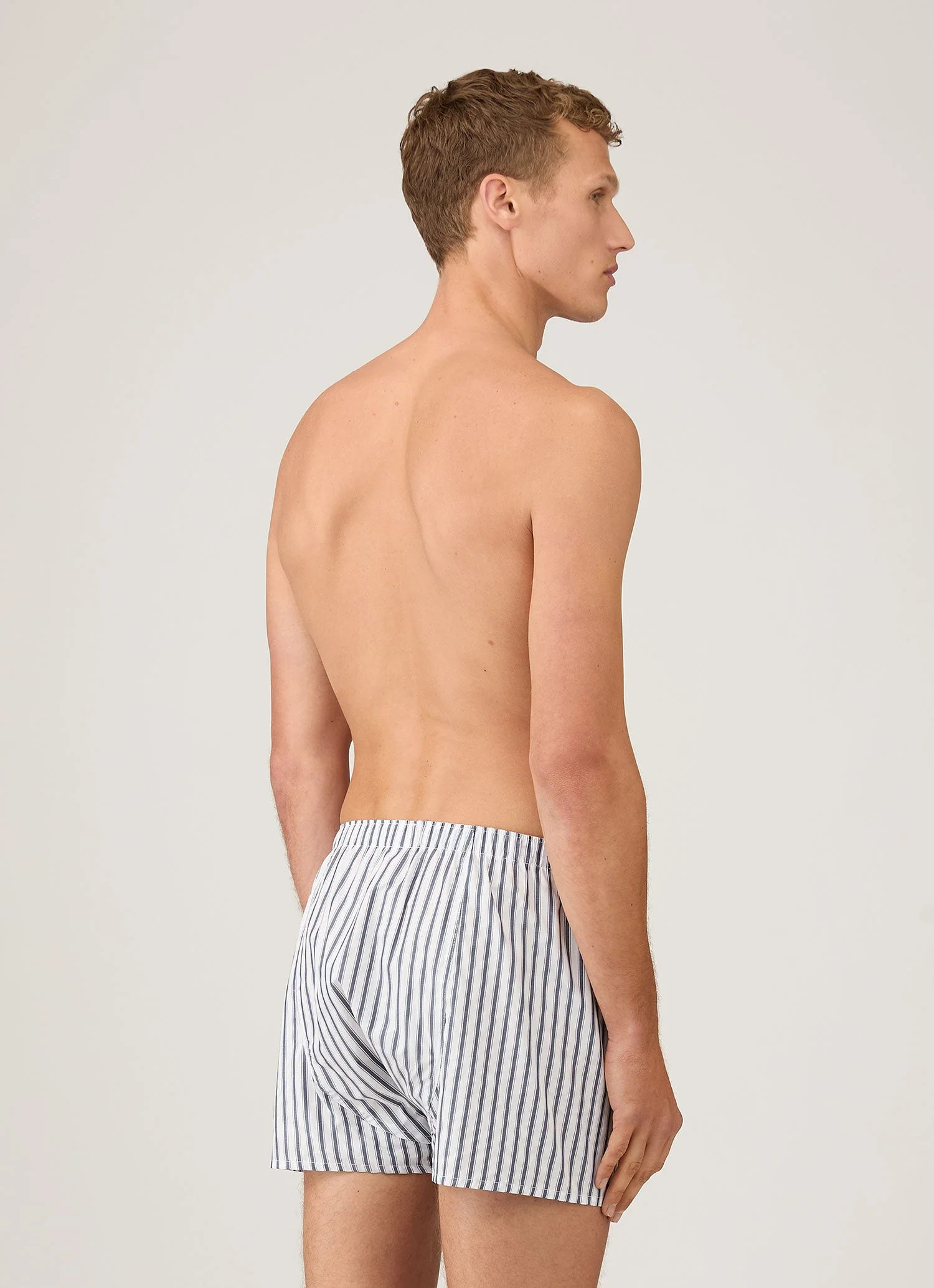 Men's Classic Boxer Short in White/Navy Stripe - Image 3