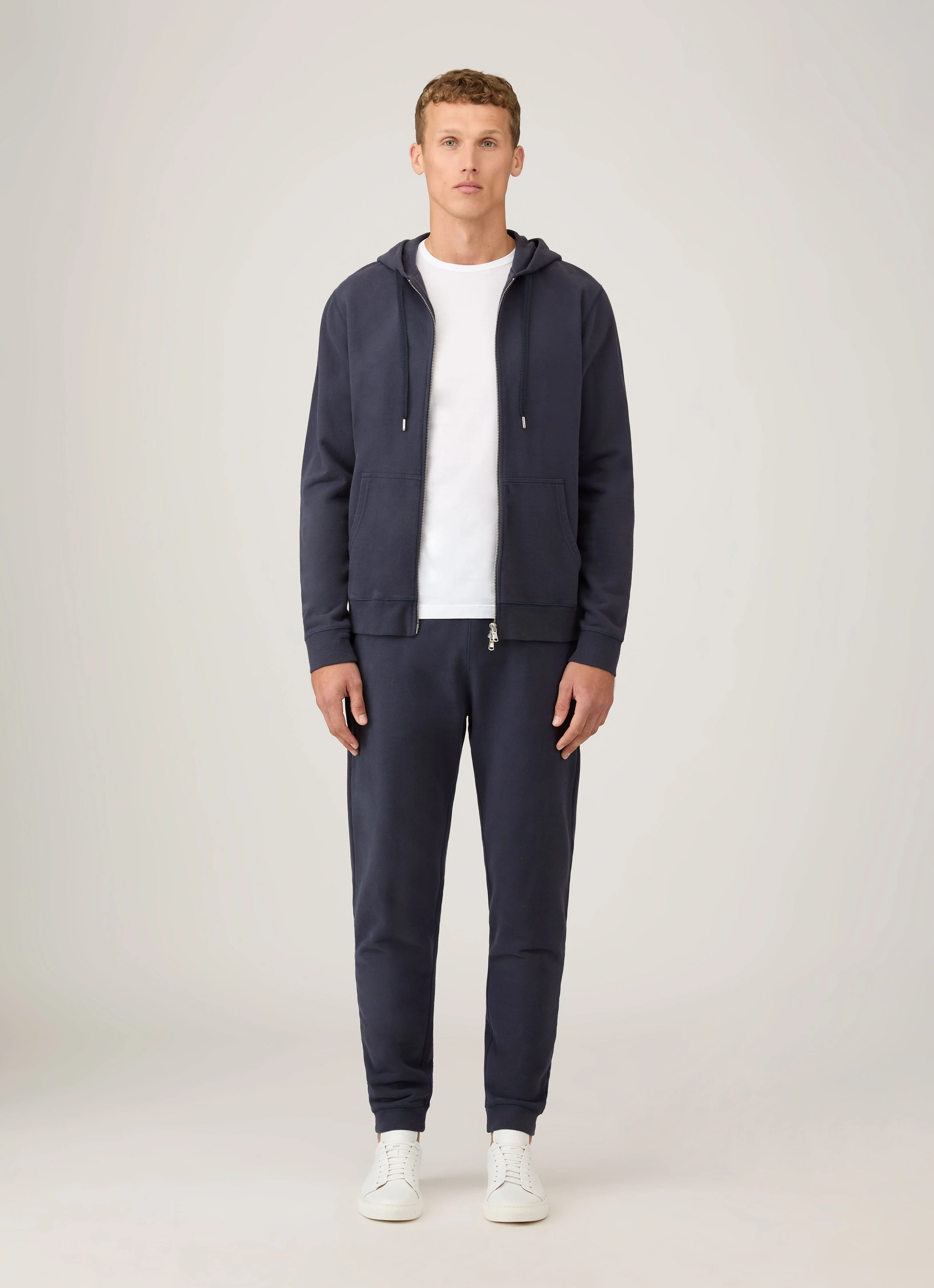 Men's Loopback Zip Hoodie in Navy - Image 3