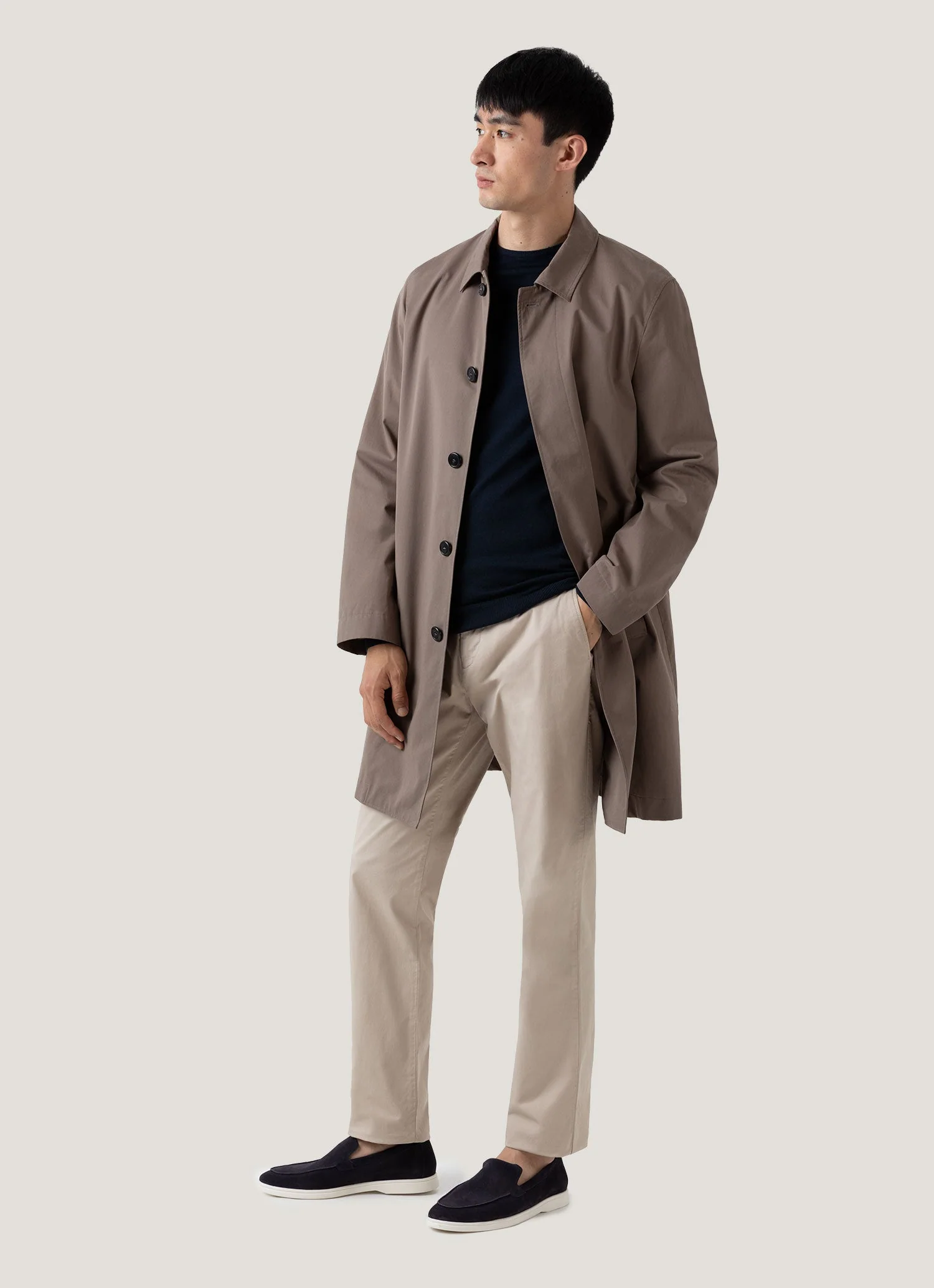 Men's Extra-Fine Merino Crew Neck in Light Navy - Image 3