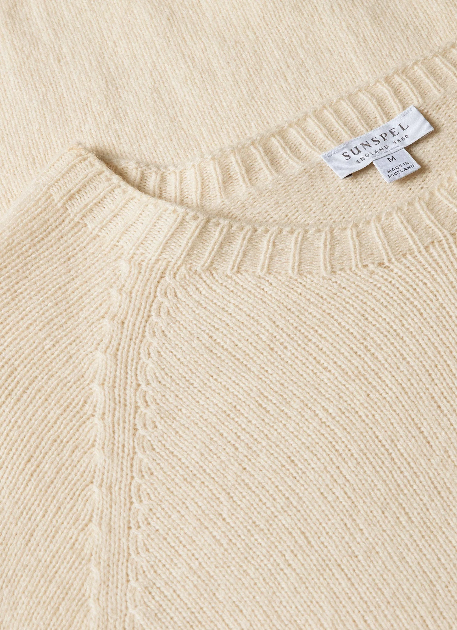 Men's Lambswool Crew Neck Jumper in Ecru - Image 4