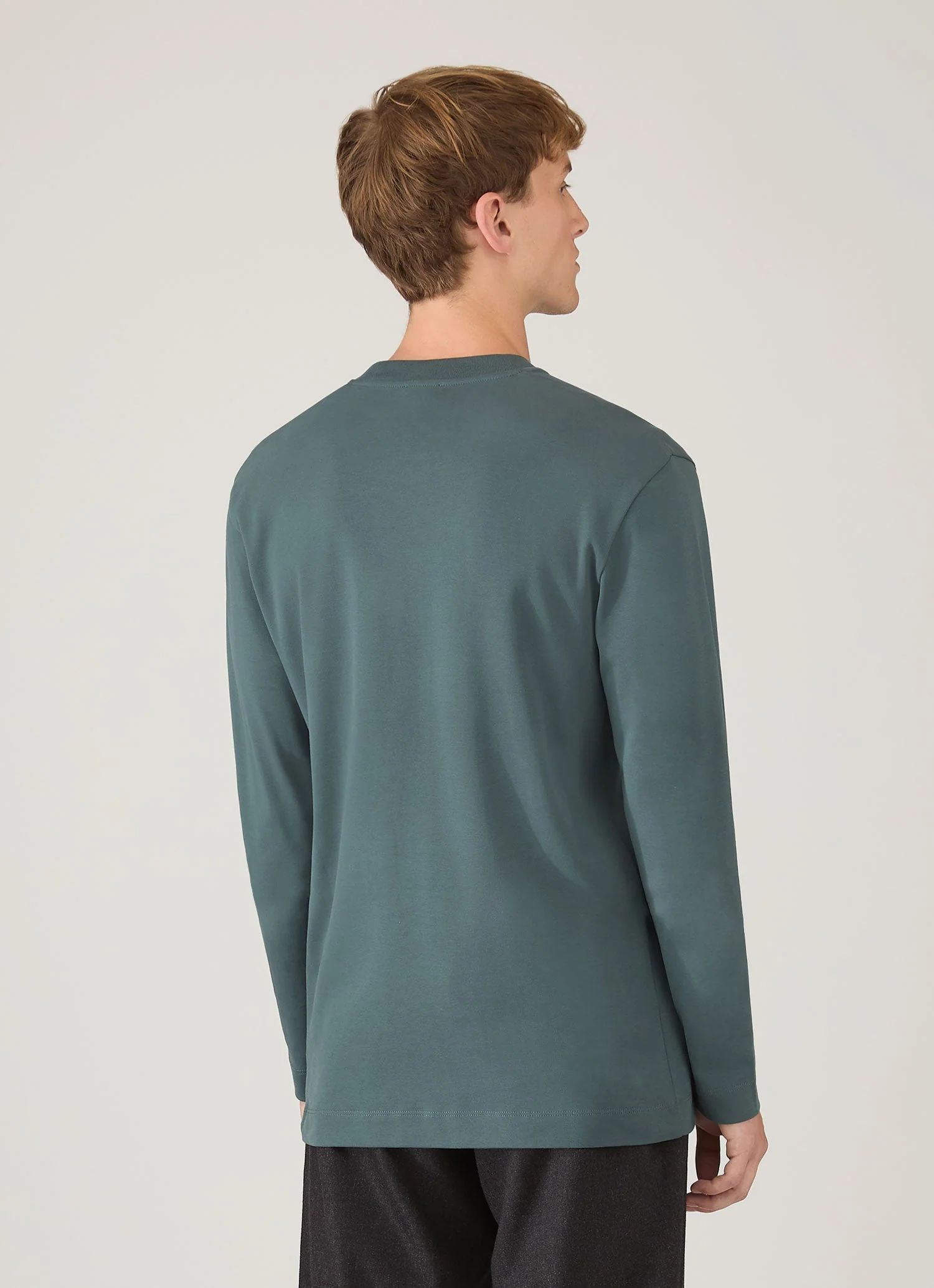Men's Long Sleeve Heavyweight T-shirt in Dark Petrol - Image 5
