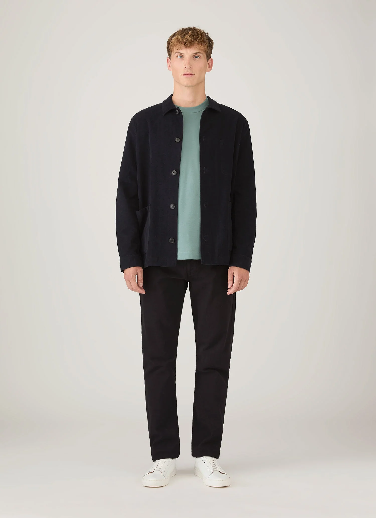 Men's Long Sleeve Heavyweight T-shirt in Steel Green - Image 3