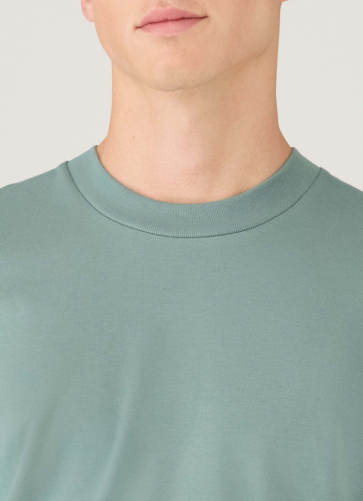 Men's Long Sleeve Heavyweight T-shirt in Steel Green - Image 6