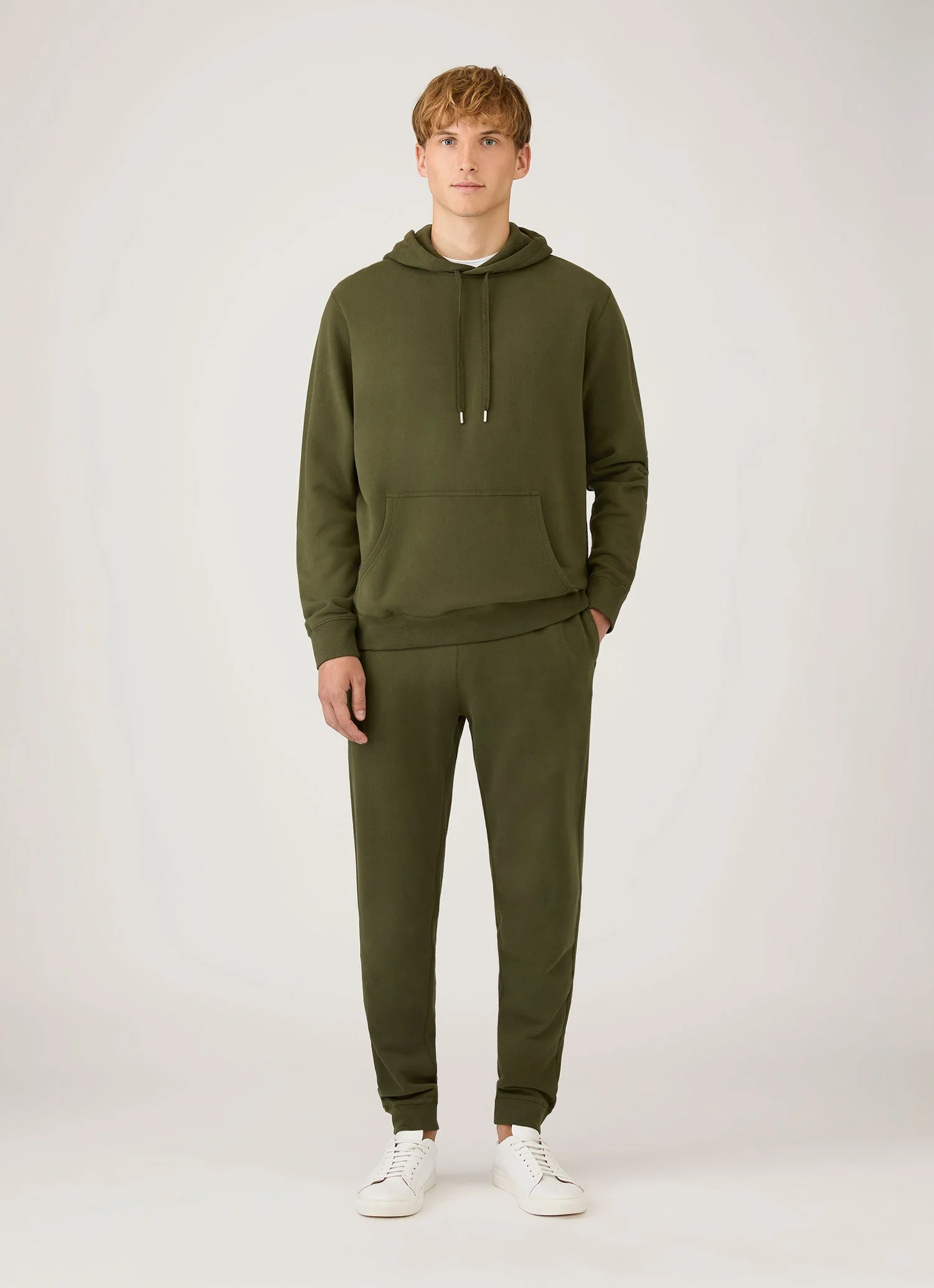 Men's Loopback Hoodie in Deep Olive - Image 3