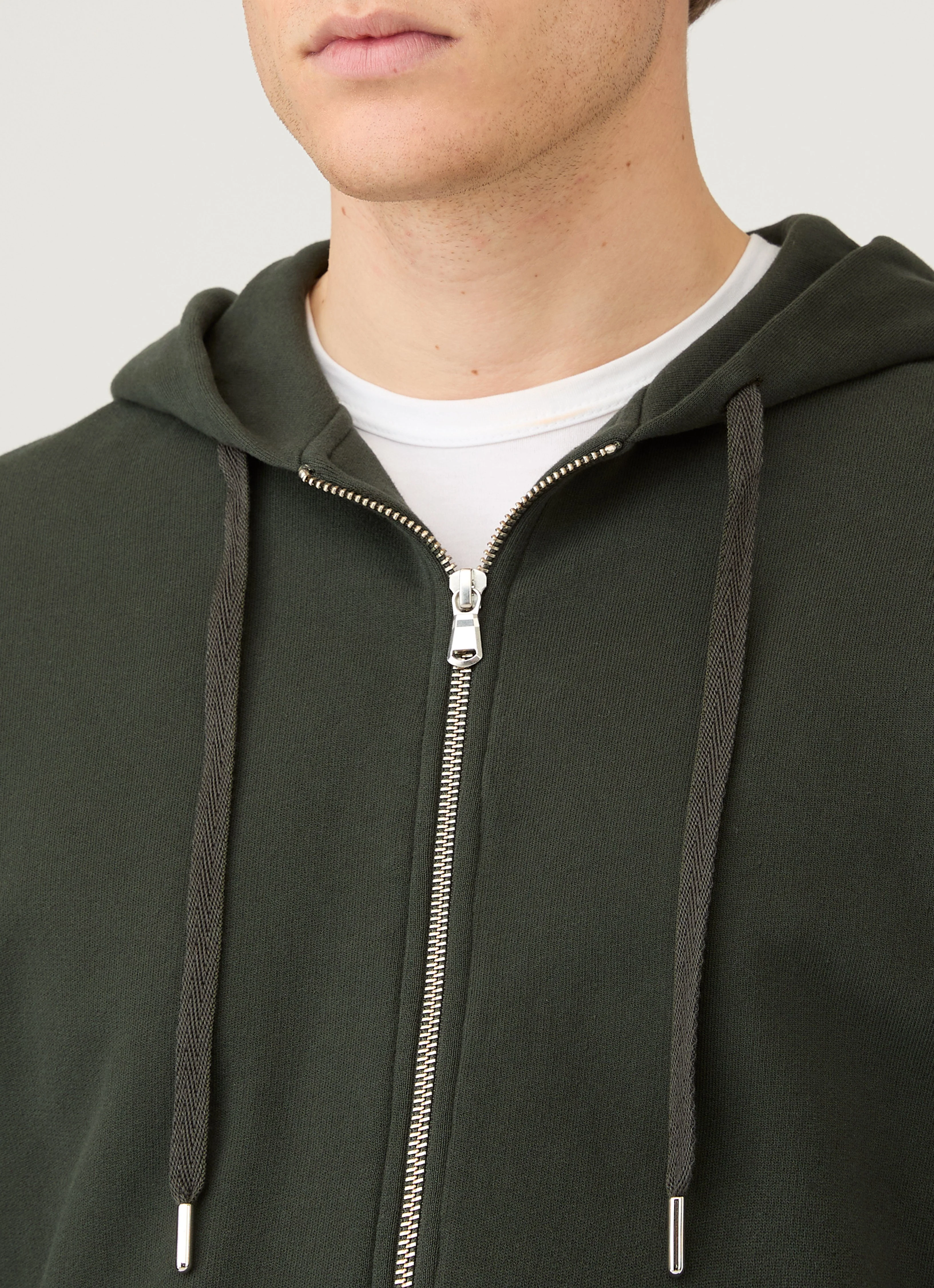 Men's Loopback Zip Hoodie in Dark Green - Image 6