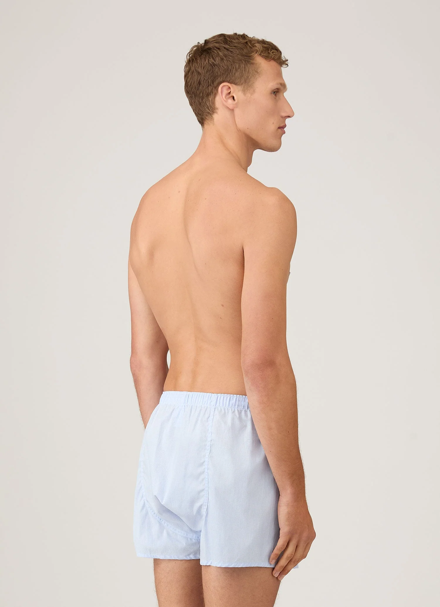 Men's Classic Boxer Short in Light Blue Micro Gingham - Image 3