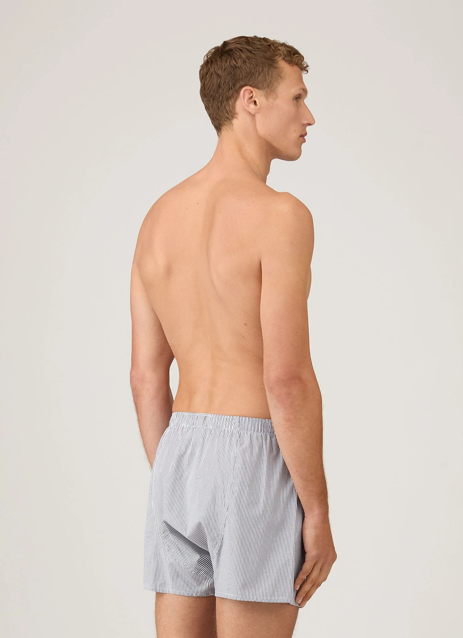 Men's Classic Boxer Short in White/Navy Pinstripe - Image 3