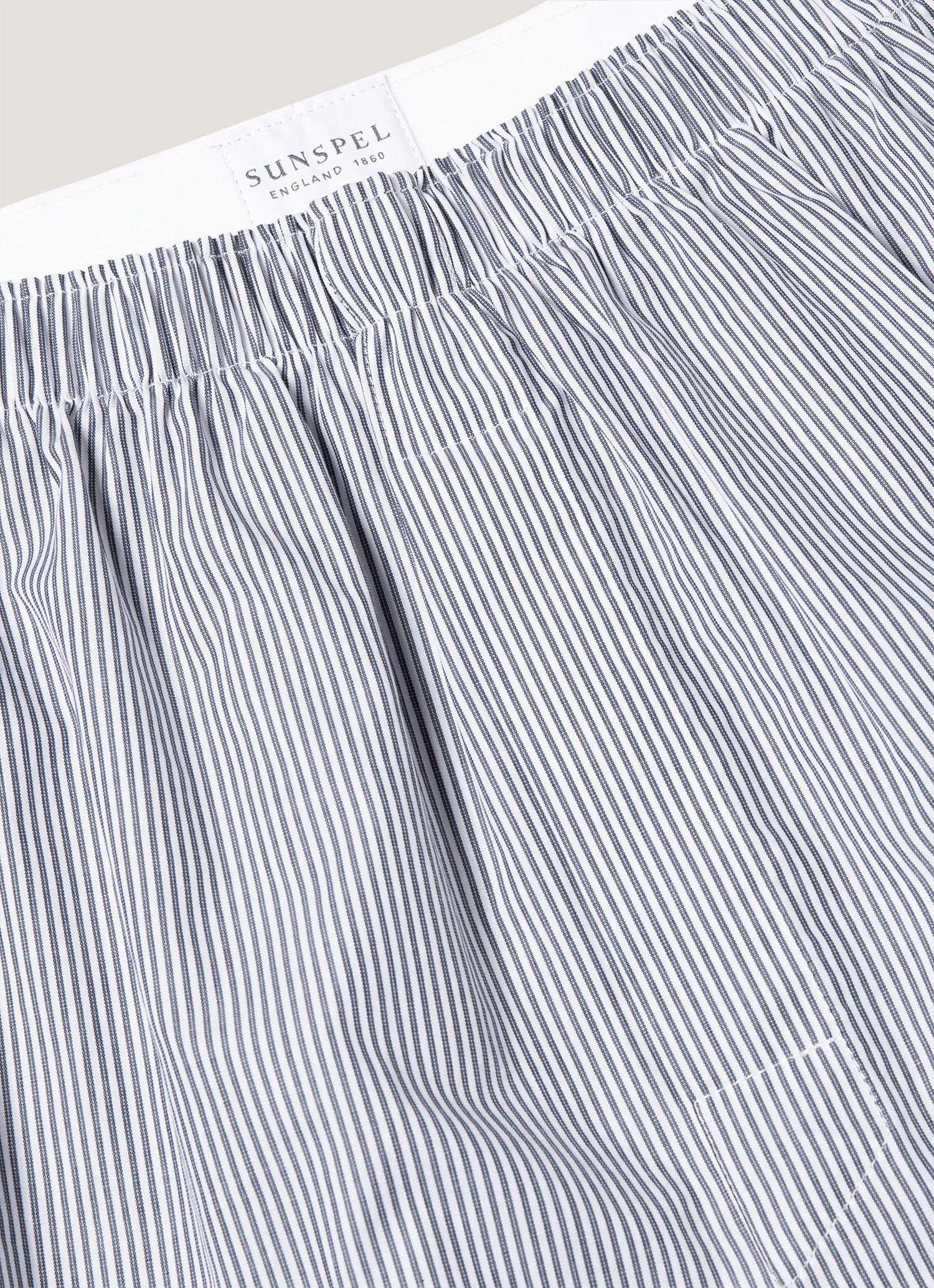 Men's Classic Boxer Short in White/Navy Pinstripe - Image 4