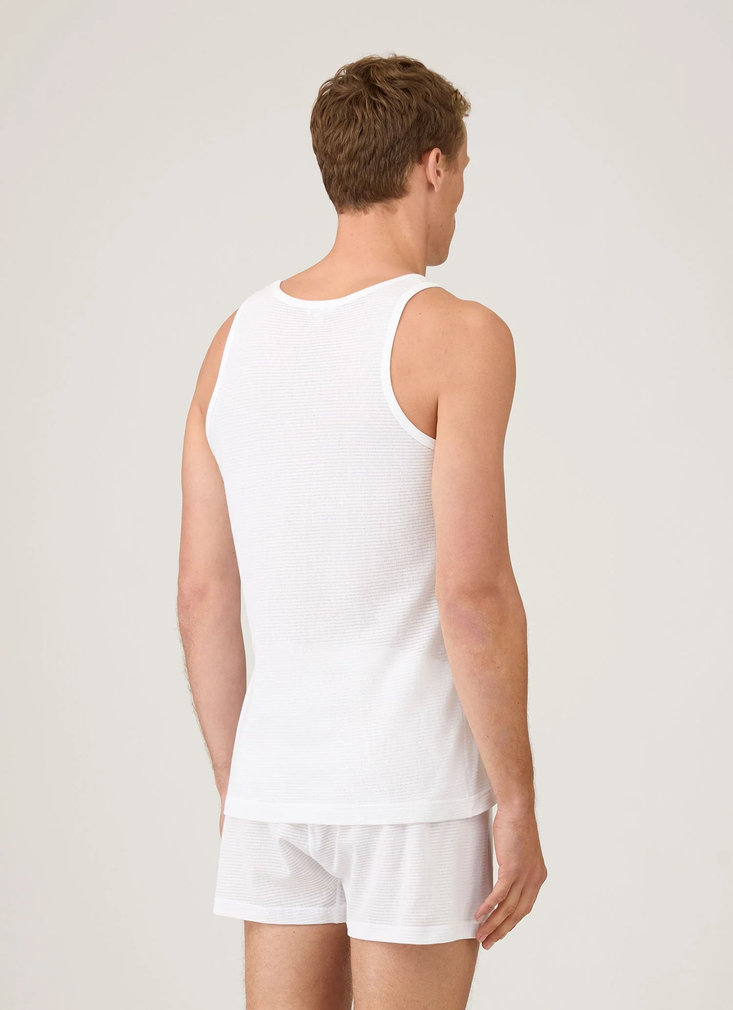Men's Cellular Cotton Underwear Vest in White - Image 3
