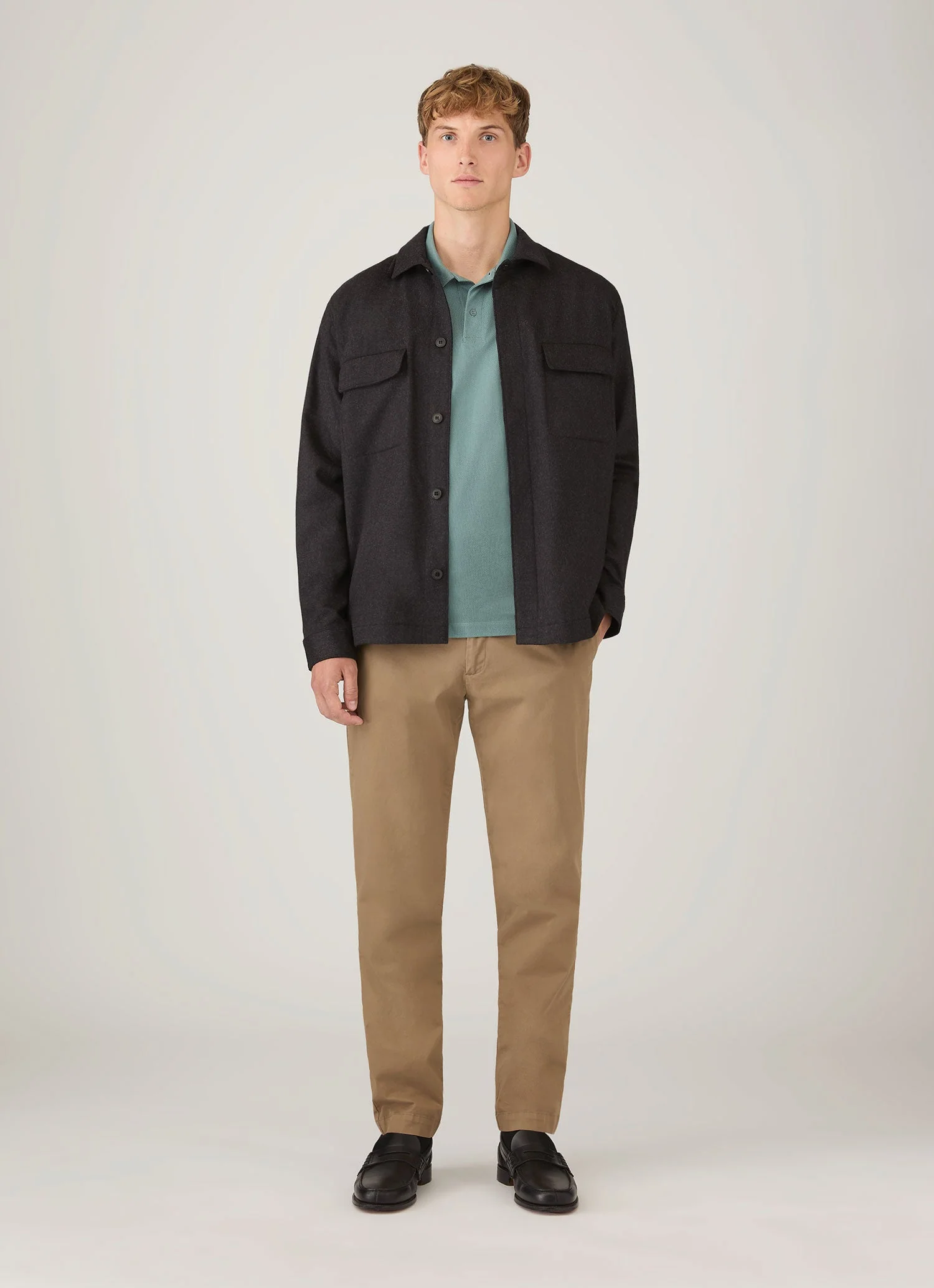 Men's Riviera Polo Shirt in Steel Green - Image 3