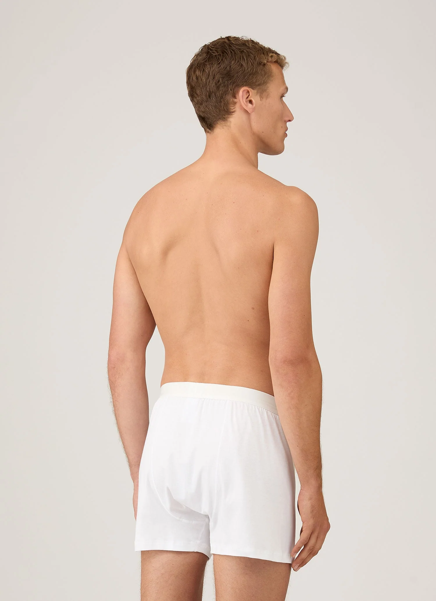 Men's Sea Island Cotton One-Button Boxer Short in White - Image 3