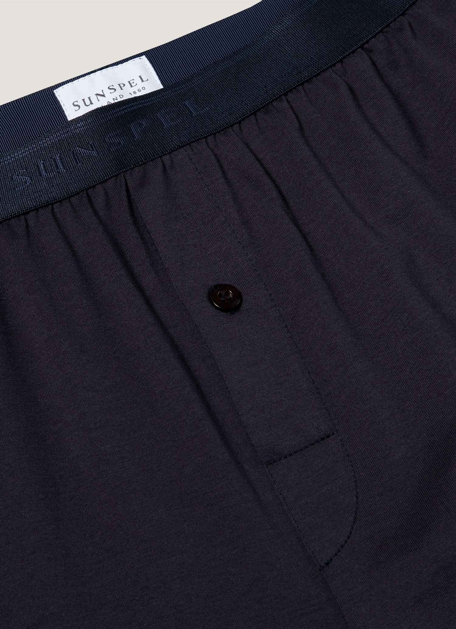 Men's Superfine Cotton One-Button Boxer Short in Navy - Image 4