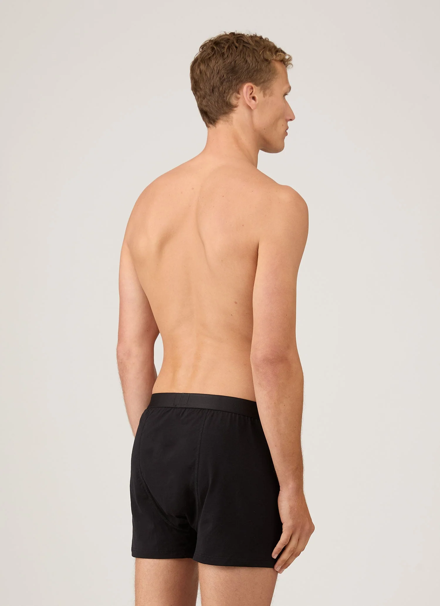 Men's Superfine Cotton One-Button Boxer Short in Black - Image 3