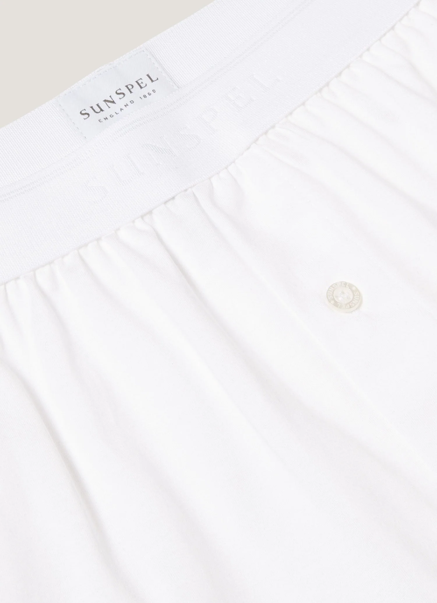 Men's Superfine Cotton One-Button Boxer Short in White - Image 4