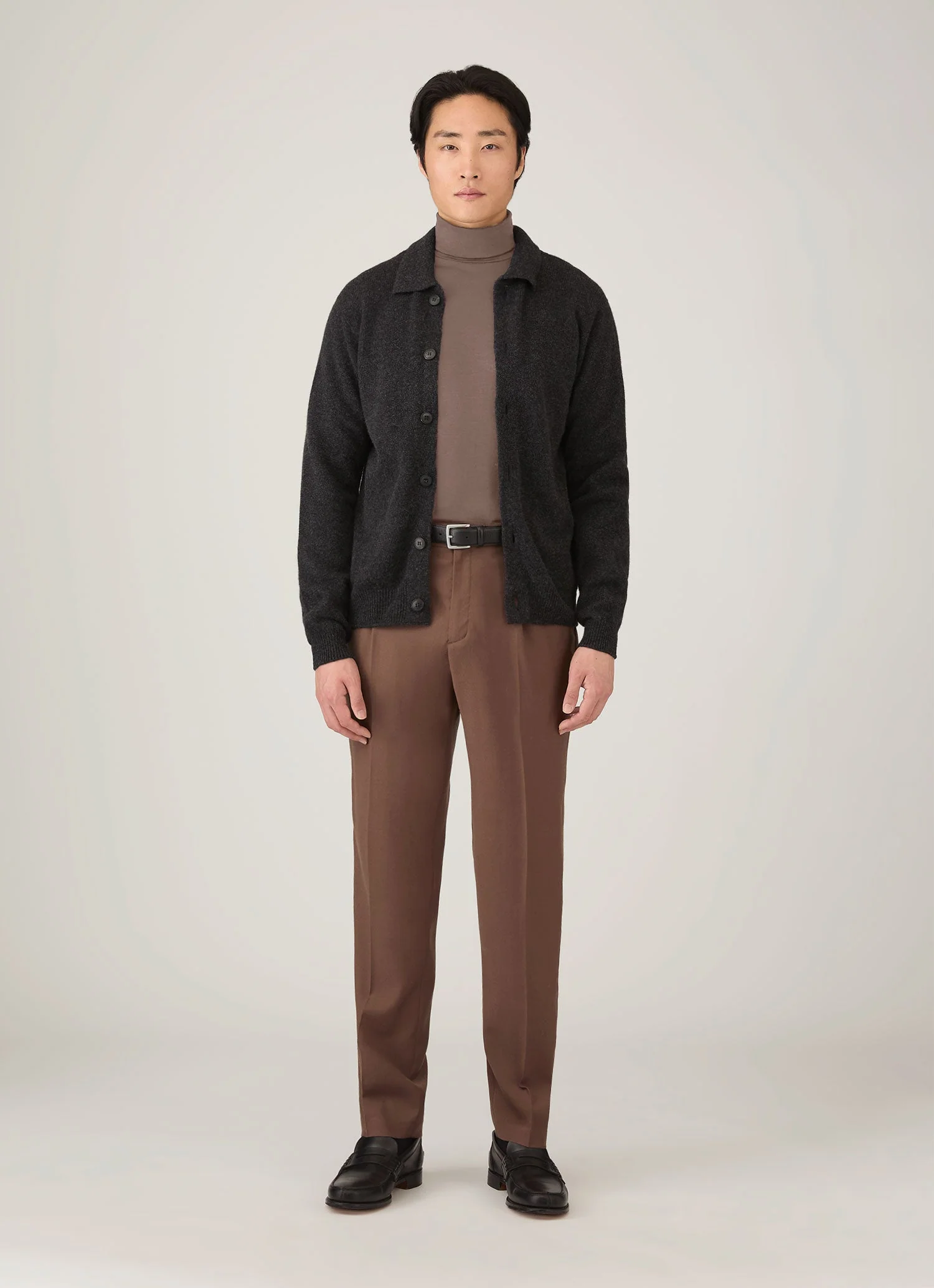 Men's Ultra-Fine Merino Roll Neck in Sandstone - Image 3