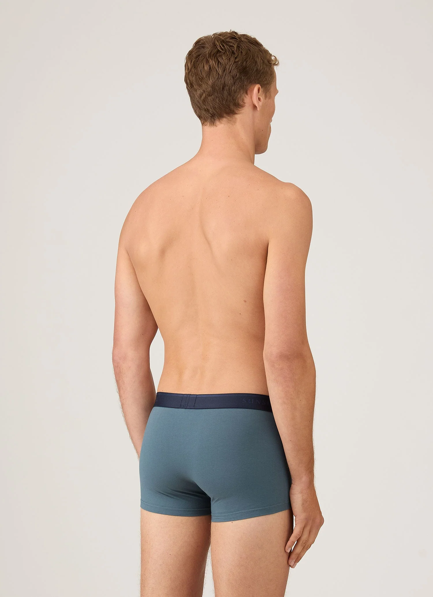 Men's Stretch Cotton Trunks in Dark Petrol - Image 3