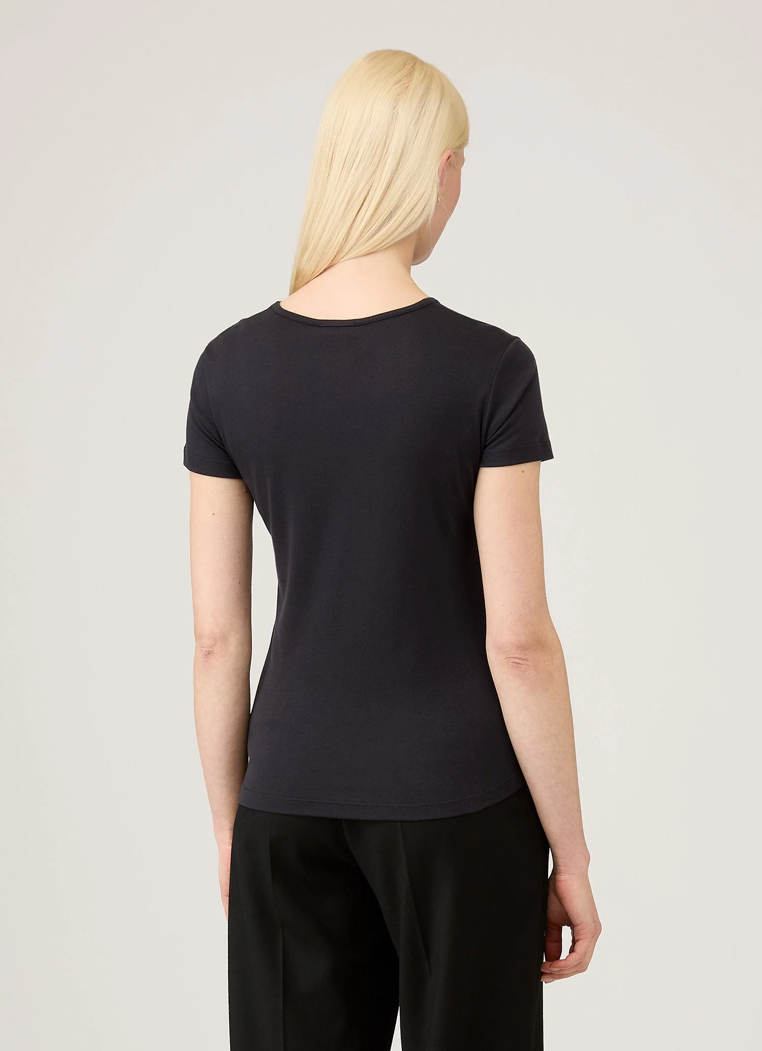 Women's Sea Island Cotton T-shirt in Black - Image 3